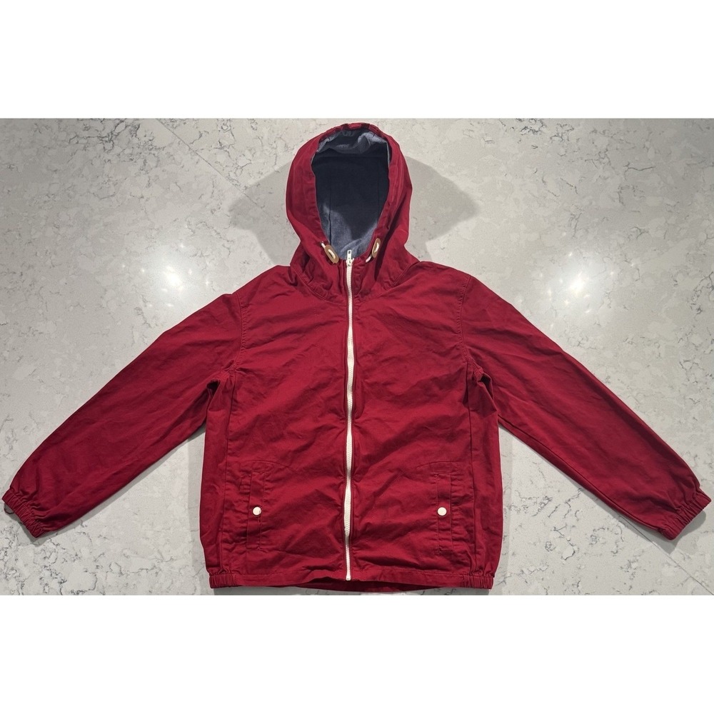 Craft + Flow Boarding Pass Hooded Jacket Mens Small Red Maroon Full Zip Twill